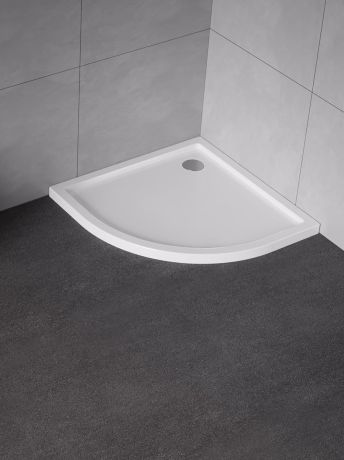 Przejdź do produktu BRODZIK NEW CANTARE PÓŁOKRĄGŁY BIAŁY AKRYLOWY 90x90x4,5