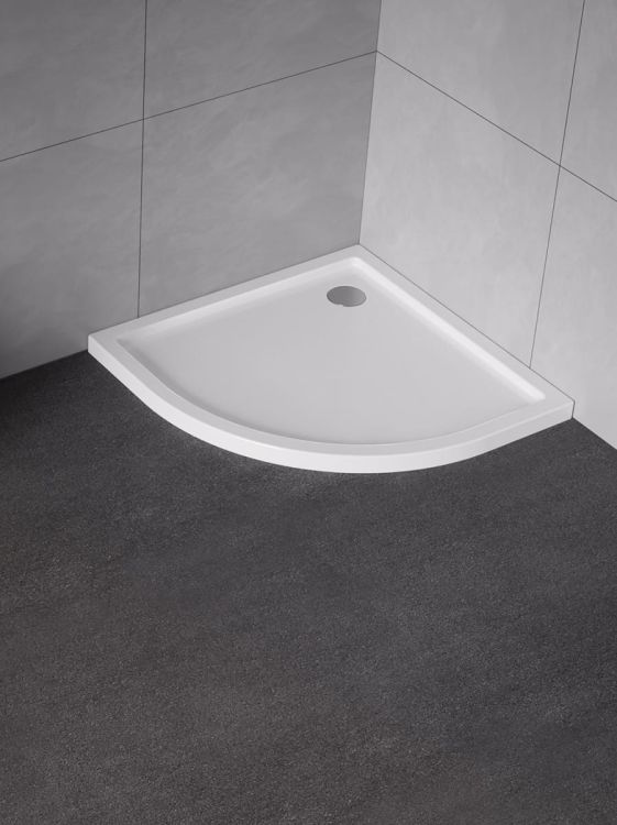 BRODZIK NEW CANTARE PÓŁOKRĄGŁY BIAŁY AKRYLOWY 90x90x4,5