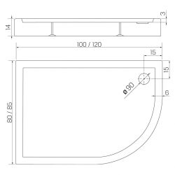 BRODZIK NEW MAXIMA ASYMETRYCZNY L BIAŁY AKRYLOWY 100x80x14