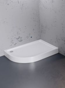 BRODZIK NEW MAXIMA ASYMETRYCZNY P BIAŁY AKRYLOWY 120x85x14