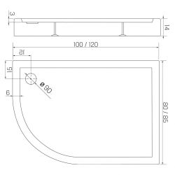 BRODZIK NEW MAXIMA ASYMETRYCZNY P BIAŁY AKRYLOWY 120x85x14