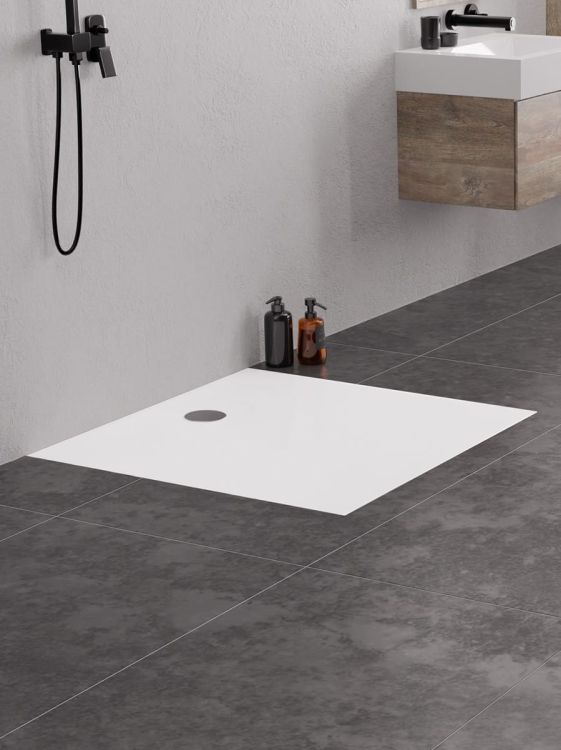 BRODZIK NEX KWADRATOWY BIAŁY KONGLOMERATOWY 100x100x3,5