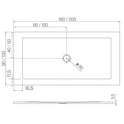 BRODZIK NEX PROSTOKĄTNY BIAŁY KONGLOMERATOWY 200x100x3,5