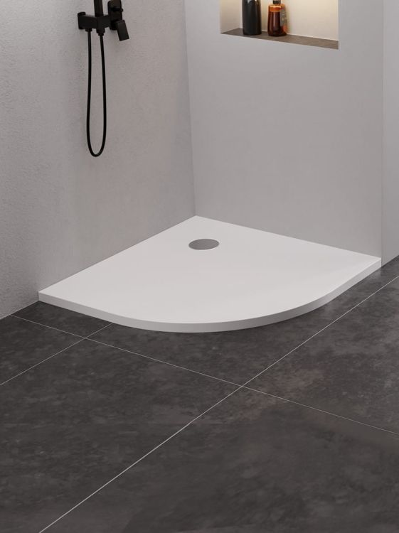 BRODZIK NEX PÓŁOKRĄGŁY BIAŁY KONGLOMERATOWY 90x90x3,5