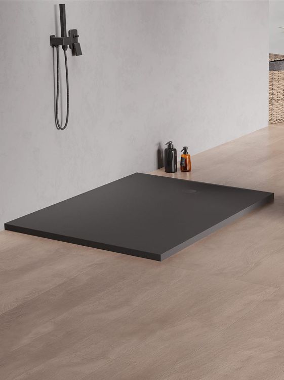 BRODZIK NEX SHADE PROSTOKĄTNY ANTRACYT - STRUKTURA KONGLOMERATOWY 120x100x3,5