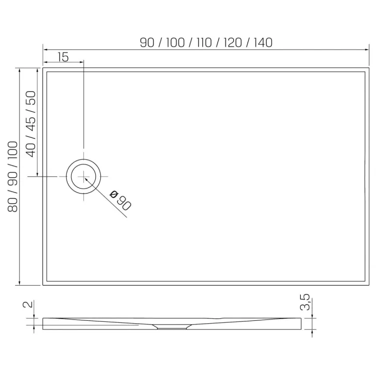 BRODZIK NEX SHADE PROSTOKĄTNY BEŻOWY - STRUKTURA KONGLOMERATOWY 90x80x3,5