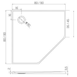 BRODZIK NEX SHADE PIĘCIOKĄTNY BEŻOWY - STRUKTURA KONGLOMERATOWY 90x90x3,5