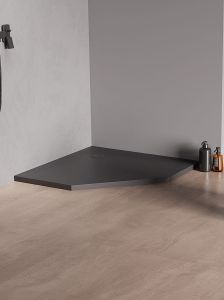 BRODZIK NEX SHADE PIĘCIOKĄTNY ANTRACYT - STRUKTURA KONGLOMERATOWY 90x90x3,5