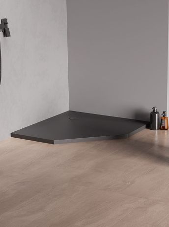 Przejdź do produktu BRODZIK NEX SHADE PIĘCIOKĄTNY ANTRACYT - STRUKTURA KONGLOMERATOWY 90x90x3,5