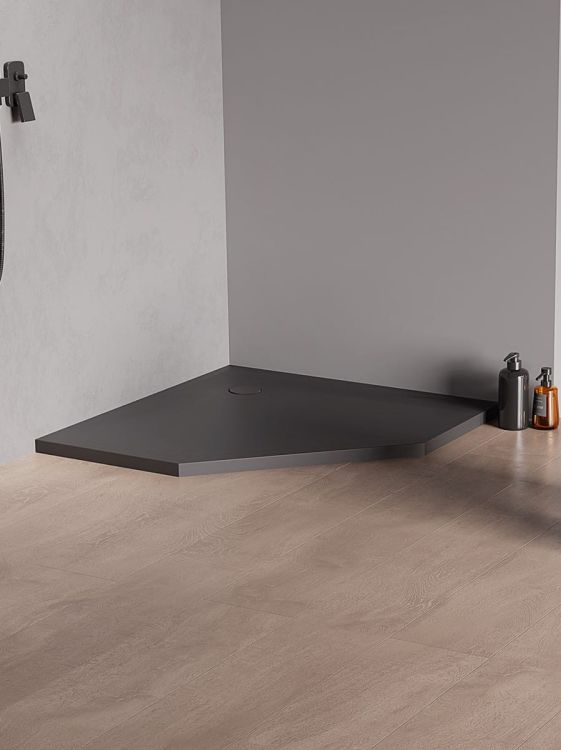 BRODZIK NEX SHADE PIĘCIOKĄTNY ANTRACYT - STRUKTURA KONGLOMERATOWY 90x90x3,5