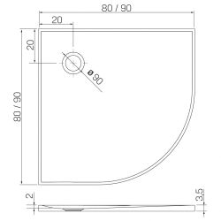 BRODZIK NEX SHADE PÓŁOKRĄGŁY BEŻOWY - STRUKTURA KONGLOMERATOWY 90x90x3,5