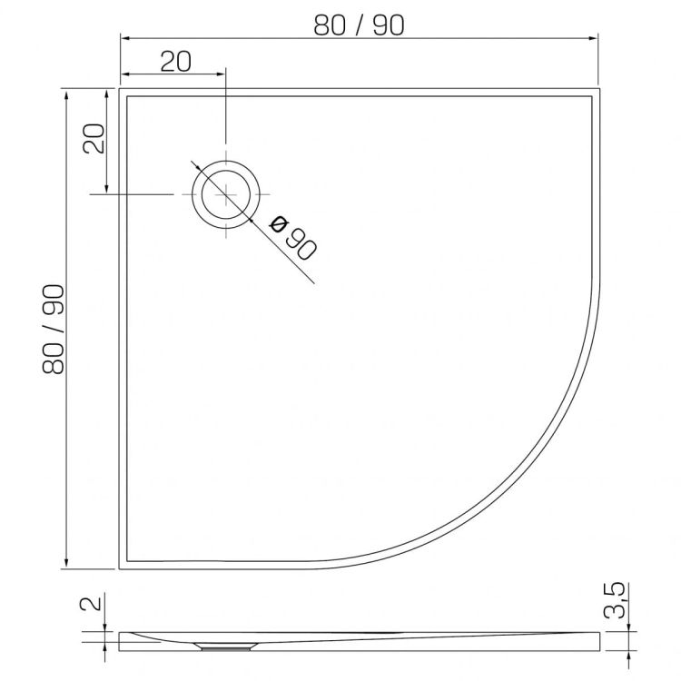 BRODZIK NEX SHADE PÓŁOKRĄGŁY BEŻOWY - STRUKTURA KONGLOMERATOWY 90x90x3,5