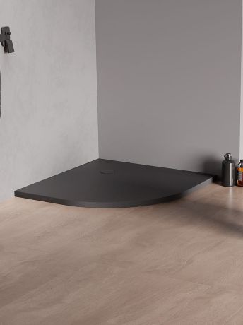 Przejdź do produktu BRODZIK NEX SHADE PÓŁOKRĄGŁY ANTRACYT - STRUKTURA KONGLOMERATOWY 90x90x3,5