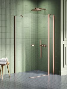 KABINA NEW SOLEO COPPER BRUSHED 1D PROSTOKĄTNA U 90x100x195 CZYSTE 6mm ACTIVE SHIELD 2.0