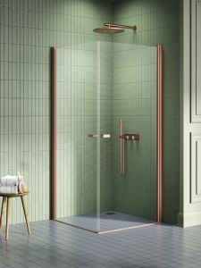 KABINA NEW SOLEO COPPER BRUSHED 2D PROSTOKĄTNA U 80x100x195 CZYSTE 6mm ACTIVE SHIELD 2.0