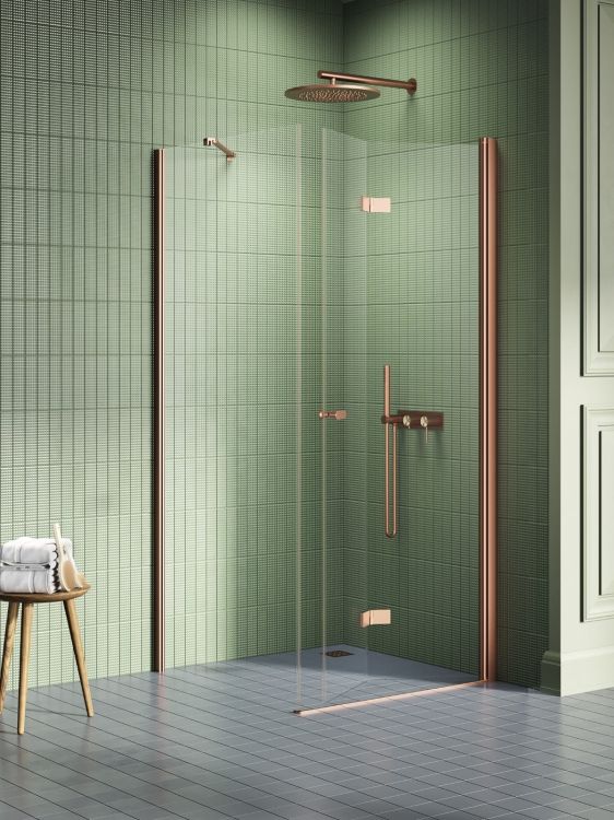 KABINA NEW SOLEO COPPER BRUSHED 1D PROSTOKĄTNA L 90x100x195 CZYSTE 6mm ACTIVE SHIELD 2.0