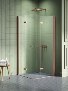 KABINA NEW SOLEO COPPER BRUSHED 2D PROSTOKĄTNA  90x80x195 CZYSTE 6mm ACTIVE SHIELD 2.0