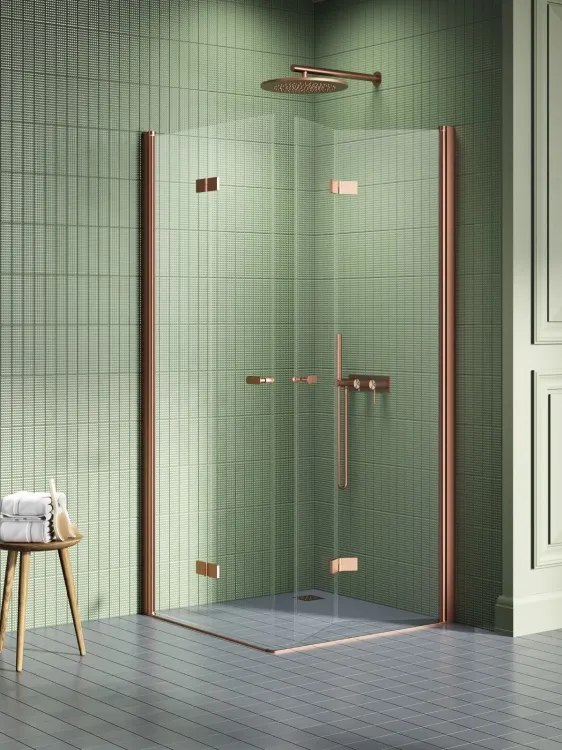 KABINA NEW SOLEO COPPER BRUSHED 2D KWADRATOWA  90x90x195 CZYSTE 6mm ACTIVE SHIELD 2.0