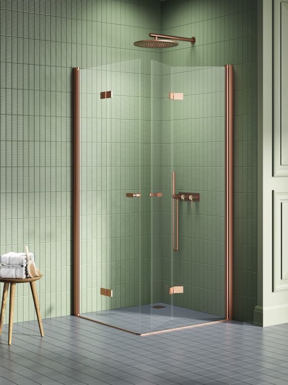 NZ2 KABINA NEW SOLEO COPPER BRUSHED 2D KWADRATOWA  100x100x195 CZYSTE 6mm ACTIVE SHIELD 2.0