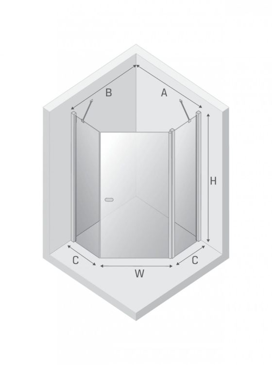 KABINA NEW SOLEO COPPER BRUSHED 1D PIĘCIOKĄTNA U 90x90x195 CZYSTE 6mm ACTIVE SHIELD 2.0