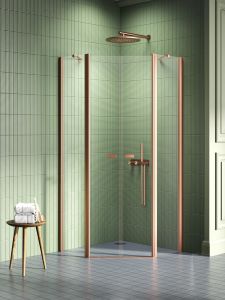 NZ2 KABINA NEW SOLEO COPPER BRUSHED 2D PIĘCIOKĄTNA  80x80x195 CZYSTE 6mm ACTIVE SHIELD 2.0