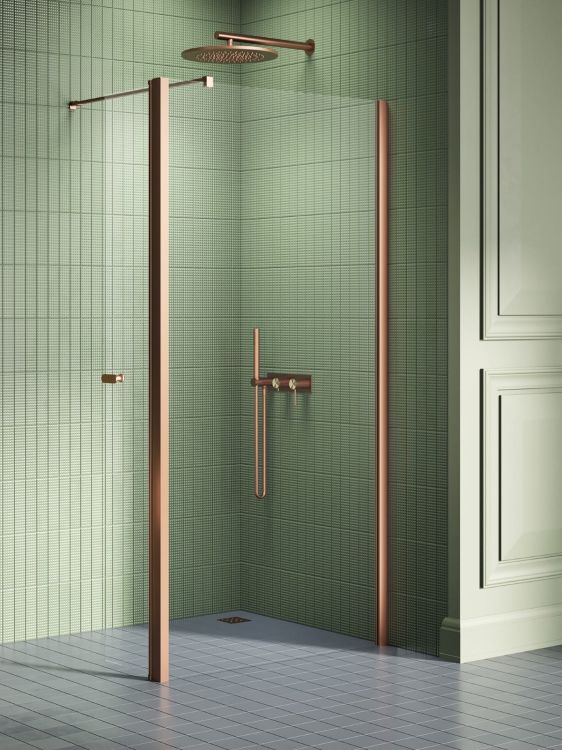 NZ4 KABINA NEW SOLEO COPPER BRUSHED WALK-IN U 110x195 CZYSTE 6mm ACTIVE SHIELD 2.0