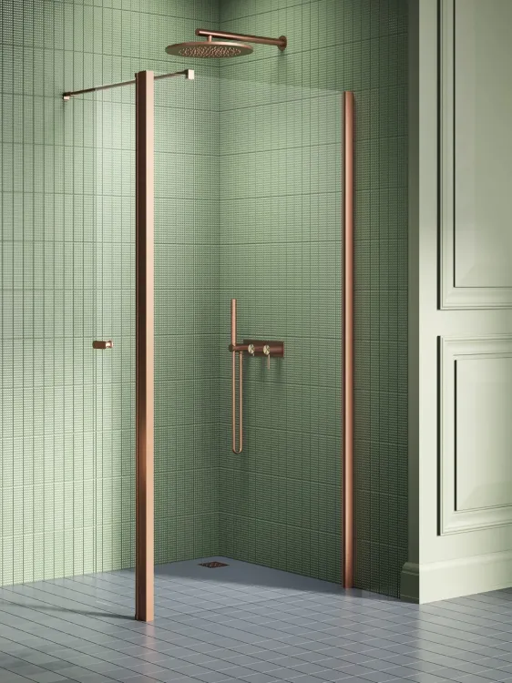 NZ4 KABINA NEW SOLEO COPPER BRUSHED WALK-IN U 120x195 CZYSTE 6mm ACTIVE SHIELD 2.0