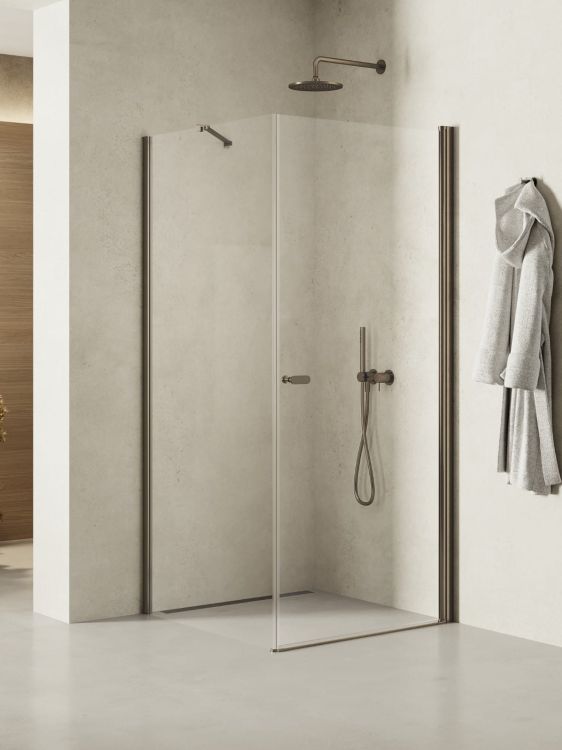 KABINA NEW SOLEO GUNMETAL BRUSHED 1D PROSTOKĄTNA U 100x90x195 CZYSTE 6mm ACTIVE SHIELD 2.0