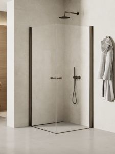 KABINA NEW SOLEO GUNMETAL BRUSHED 2D PROSTOKĄTNA U 80x90x195 CZYSTE 6mm ACTIVE SHIELD 2.0