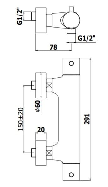Bateria natryskowa ścienna termostatyczna Paffoni Light LIQ168