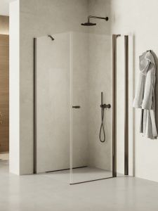 KABINA NEW SOLEO GUNMETAL BRUSHED 1D PROSTOKĄTNA U 90x80x195 CZYSTE 6mm ACTIVE SHIELD 2.0