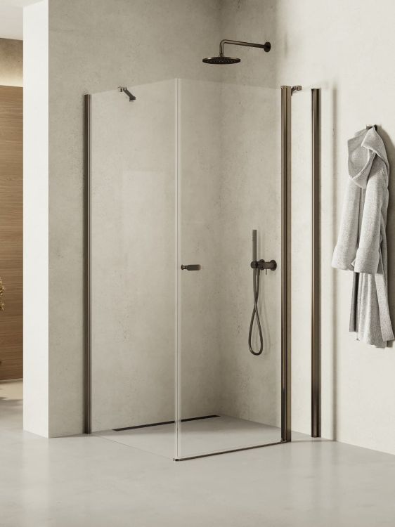 KABINA NEW SOLEO GUNMETAL BRUSHED 1D PROSTOKĄTNA U 100x80x195 CZYSTE 6mm ACTIVE SHIELD 2.0