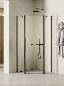 NZ2 KABINA NEW SOLEO GUNMETAL BRUSHED 2D PIĘCIOKĄTNA  80x80x195 CZYSTE 6mm ACTIVE SHIELD 2.0