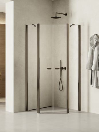Przejdź do produktu KABINA NEW SOLEO GUNMETAL BRUSHED 2D PIĘCIOKĄTNA  90x90x195 CZYSTE 6mm ACTIVE SHIELD 2.0