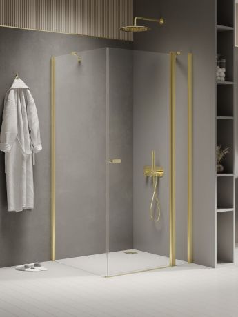 Przejdź do produktu KABINA NEW SOLEO LIGHT GOLD 1D PROSTOKĄTNA U 90x100x195 CZYSTE 6mm ACTIVE SHIELD 2.0