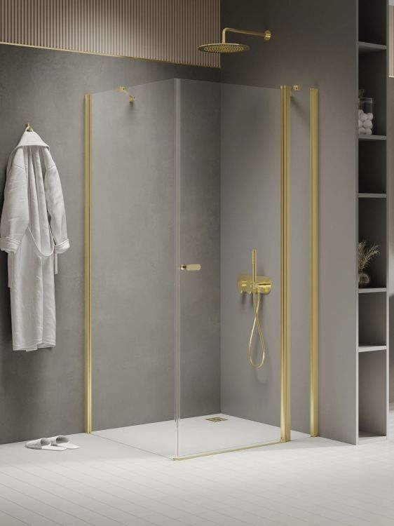 NZ2 KABINA NEW SOLEO LIGHT GOLD 1D PROSTOKĄTNA U 110x70x195 CZYSTE 6mm ACTIVE SHIELD 2.0