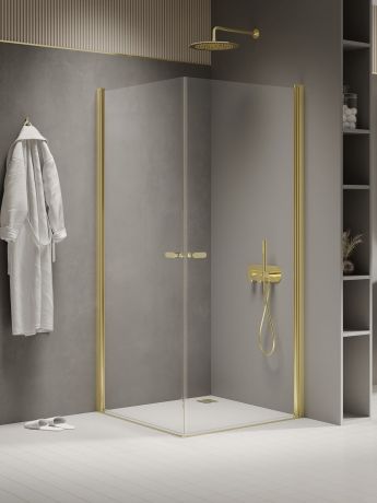 Przejdź do produktu KABINA NEW SOLEO LIGHT GOLD 2D PROSTOKĄTNA U 90x100x195 CZYSTE 6mm ACTIVE SHIELD 2.0