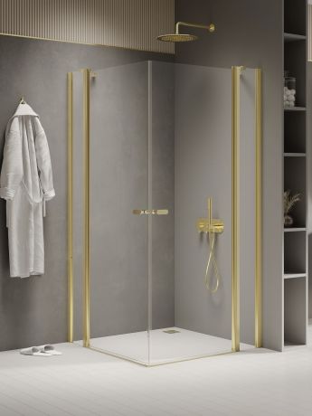 Przejdź do produktu KABINA NEW SOLEO LIGHT GOLD 2D PROSTOKĄTNA U 90x90x195 CZYSTE 6mm ACTIVE SHIELD 2.0