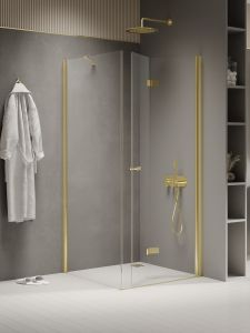 KABINA NEW SOLEO LIGHT GOLD 1D PROSTOKĄTNA L 80x90x195 CZYSTE 6mm ACTIVE SHIELD 2.0