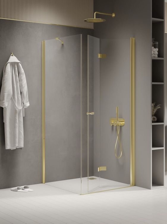NZ2 KABINA NEW SOLEO LIGHT GOLD 1D PROSTOKĄTNA P 90x110x195 CZYSTE 6mm ACTIVE SHIELD 2.0