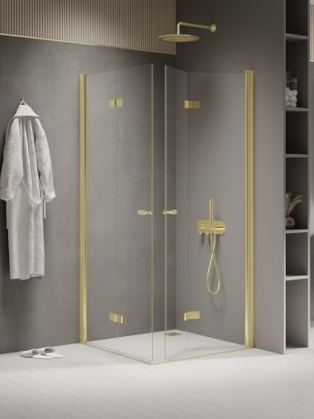 Przejdź do produktu NZ2 KABINA NEW SOLEO LIGHT GOLD 2D KWADRATOWA  100x100x195 CZYSTE 6mm ACTIVE SHIELD 2.0