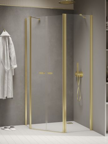 Przejdź do produktu NZ2 KABINA NEW SOLEO LIGHT GOLD 2D PIĘCIOKĄTNA ASYMETRYCZNA  100x80x195 CZYSTE 6mm ACTIVE SHIELD 2.0