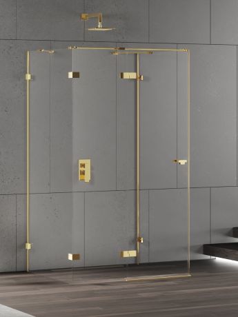 Przejdź do produktu KABINA EVENTA GOLD SHINE 1D KWADRATOWA PRZYŚCIENNA L 100x100x200 CZYSTE 8mm ACTIVE SHIELD 2.0