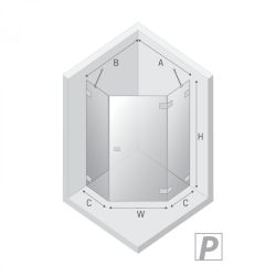 KABINA EVENTA GOLD SHINE 1D PIĘCIOKĄTNA P 90x90x200 CZYSTE 8mm ACTIVE SHIELD 2.0