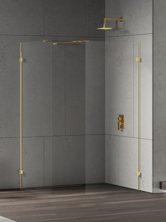 KABINA EVENTA GOLD SHINE WALK-IN U 120x100x200 CZYSTE 8mm ACTIVE SHIELD 2.0