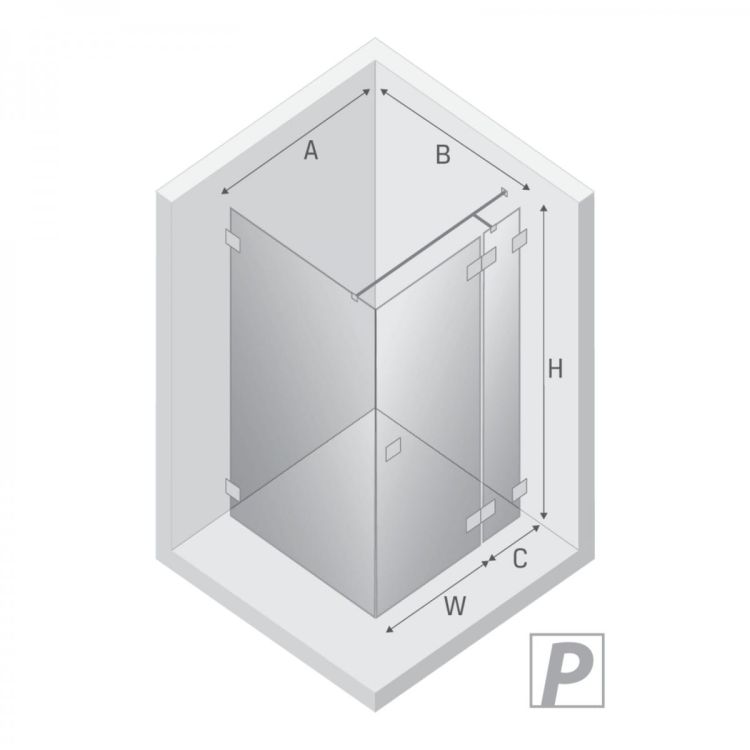 NZ4 KABINA EVENTA BLACK CHROME 1D PROSTOKĄTNA P 130x80x200 CZYSTE 8mm ACTIVE SHIELD 2.0