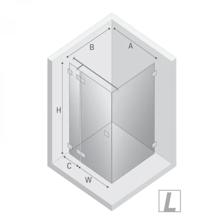 NZ4 KABINA EVENTA BLACK CHROME 1D PROSTOKĄTNA L 130x100x200 CZYSTE 8mm ACTIVE SHIELD 2.0
