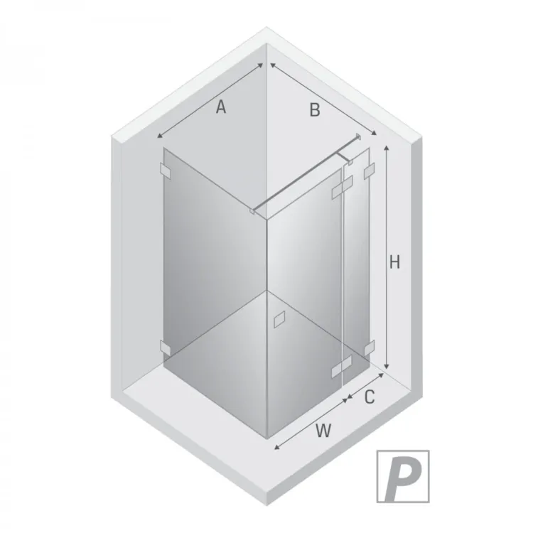 NZ4 KABINA EVENTA BLACK CHROME 1D PROSTOKĄTNA P 130x100x200 CZYSTE 8mm ACTIVE SHIELD 2.0