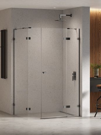 Przejdź do produktu NZ4 KABINA EVENTA BLACK CHROME 1D PROSTOKĄTNA P 150x100x200 CZYSTE 8mm ACTIVE SHIELD 2.0