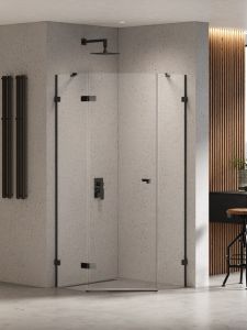 KABINA EVENTA BLACK CHROME 1D PIĘCIOKĄTNA L 90x90x200 CZYSTE 8mm ACTIVE SHIELD 2.0